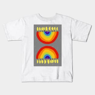 Rainbow Chanukiah Grey Print Kids T-Shirt